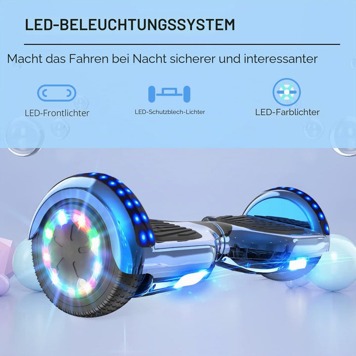 RCB Hoverboards mit Sitz Hoverkart komplett für Kinder, Skateboard mit Set, Hoverboards mit LED Lich