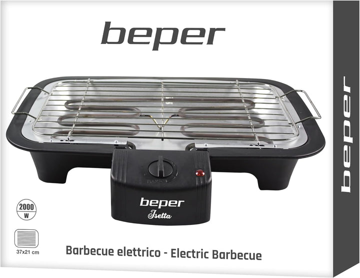 Beper BT.410 Tischgrill Elektrisch, Rauchfreier, 2000 Watt-Elektrogrill, Antihaftbeschichtete Grillf