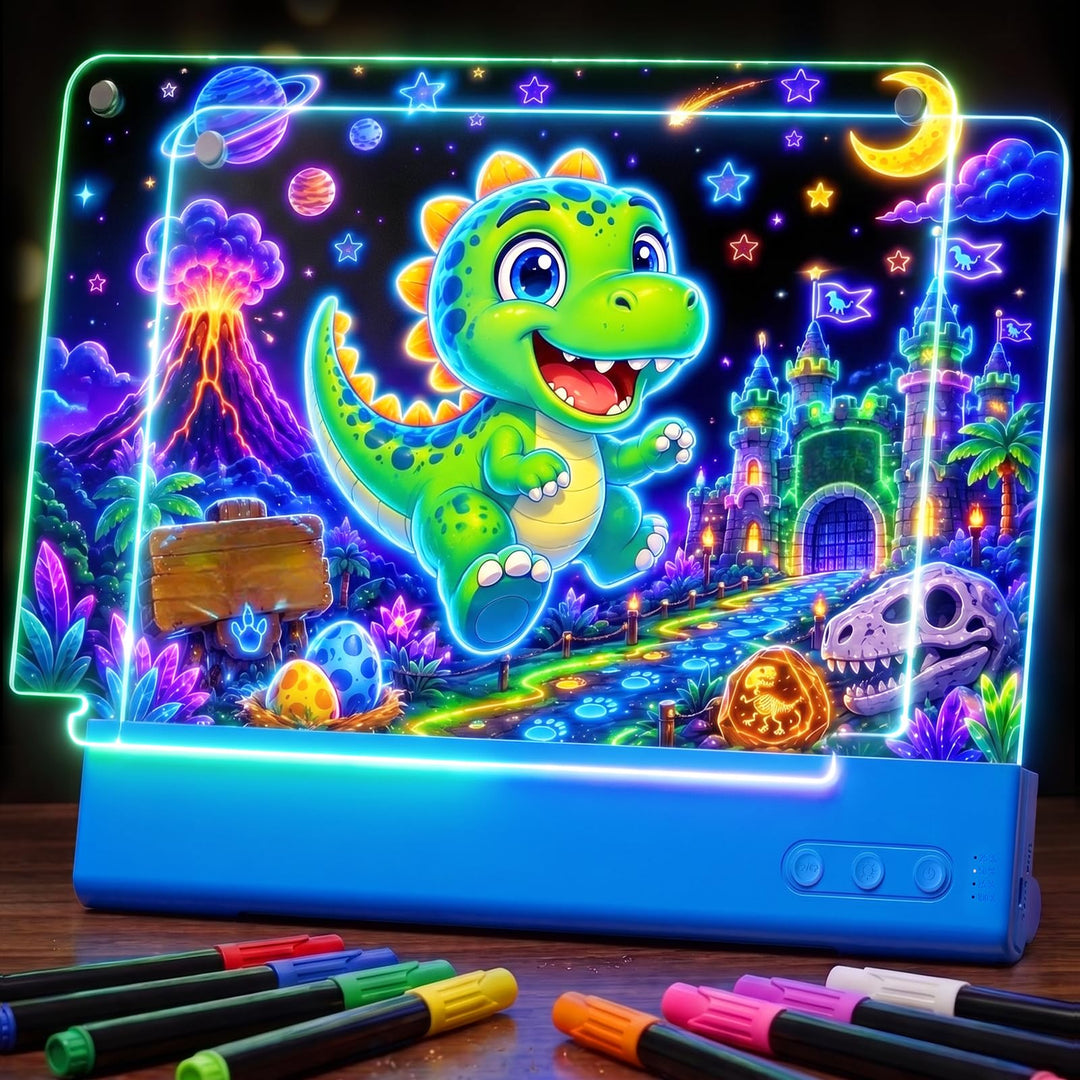 LED Zeichenbrett Kinder, Maltafel für Kinder mit Doppeltafel (Blau), Blau