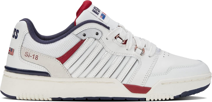 K-Swiss Leder Turnschuhe Rival Si-18 weiss 44.5 EU Brilliant White Tibetan Red Peacoat, 44.5 EU Bril