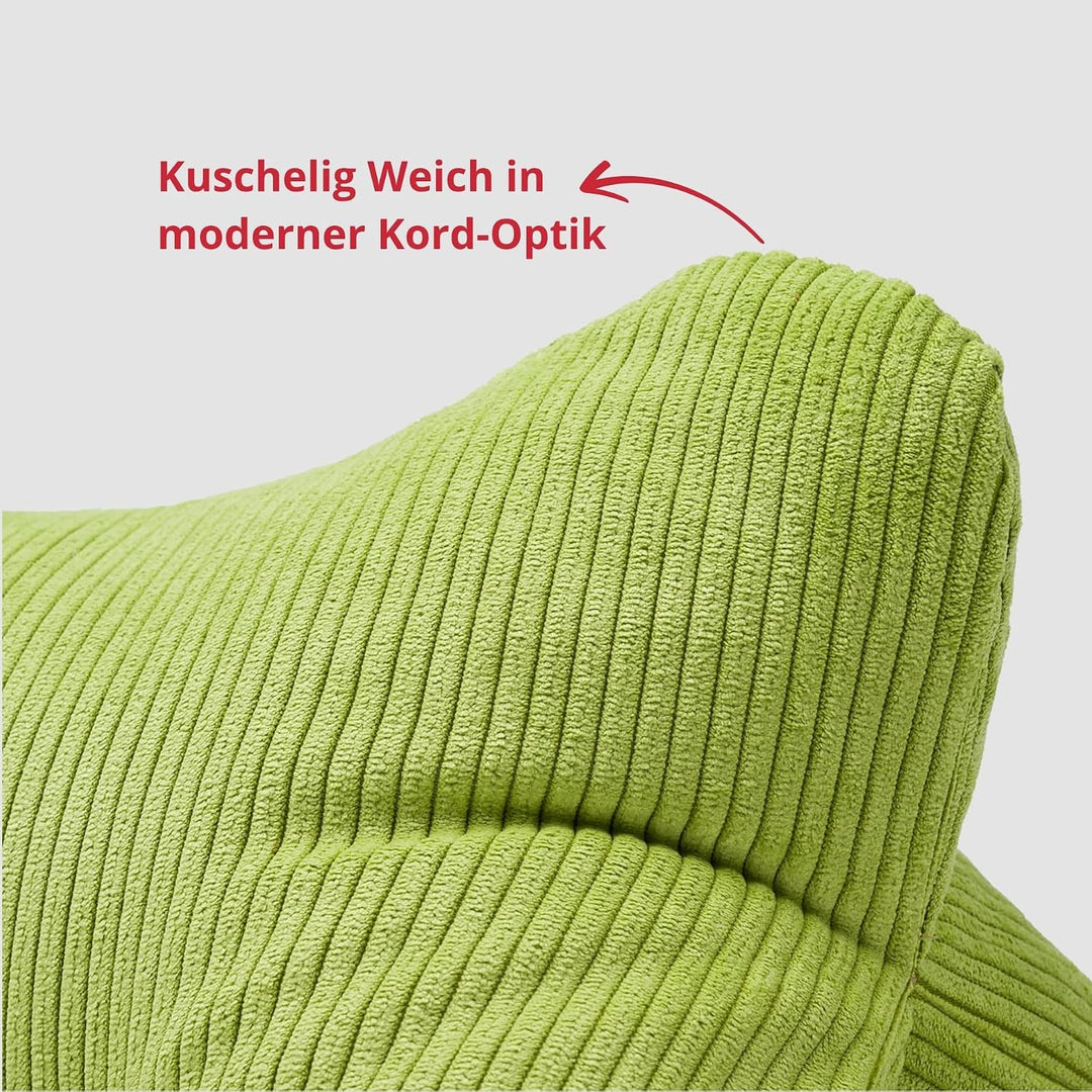 liebling Cord Lesekissen für Bett und Sofa, Bücherkissen, Lesehilfe, 40x25 cm, Leseknochen, Serie Ve
