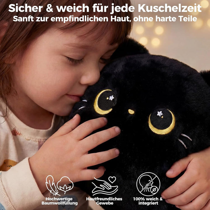 Mewaii Süsses Katze Plüschtiere Kawaii Plüschkissen Schwarze Katze Stofftiere Katzen Kuscheltier Mat