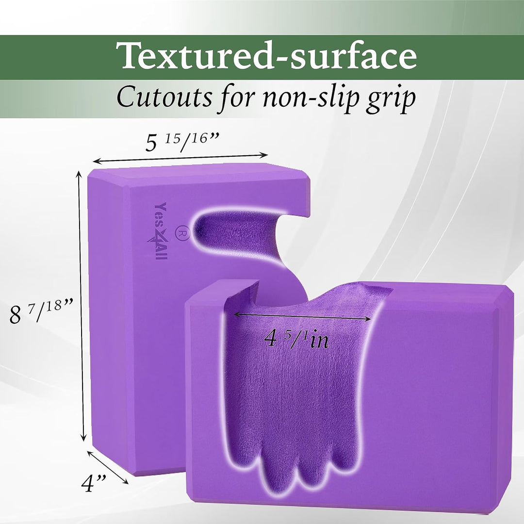 Yes4All Yoga Blocks 2 Pack Wrist Support, Comfort, and Grip Strength, EVA Foam Blocks Pilates Yoga B