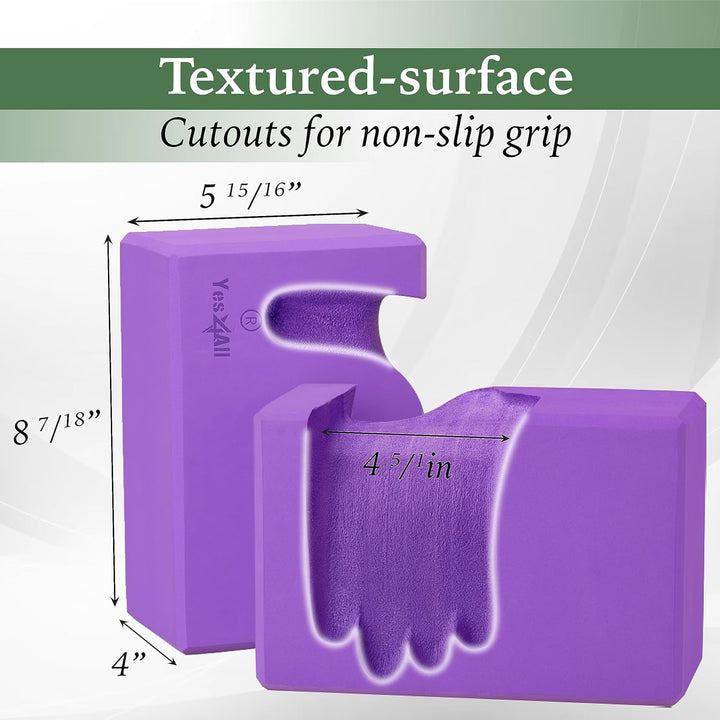 Yes4All Yoga Blocks 2 Pack Wrist Support, Comfort, and Grip Strength, EVA Foam Blocks Pilates Yoga B