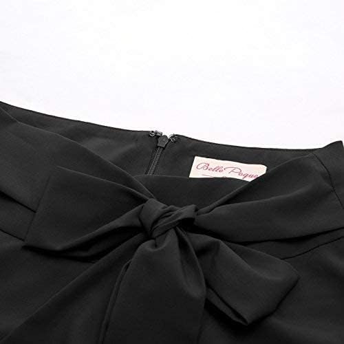 Belle Poque Damen Swing Rock 50s Retro Vintage Rockabilly Knielang Festliche Röck mit Gürtel Faltenr