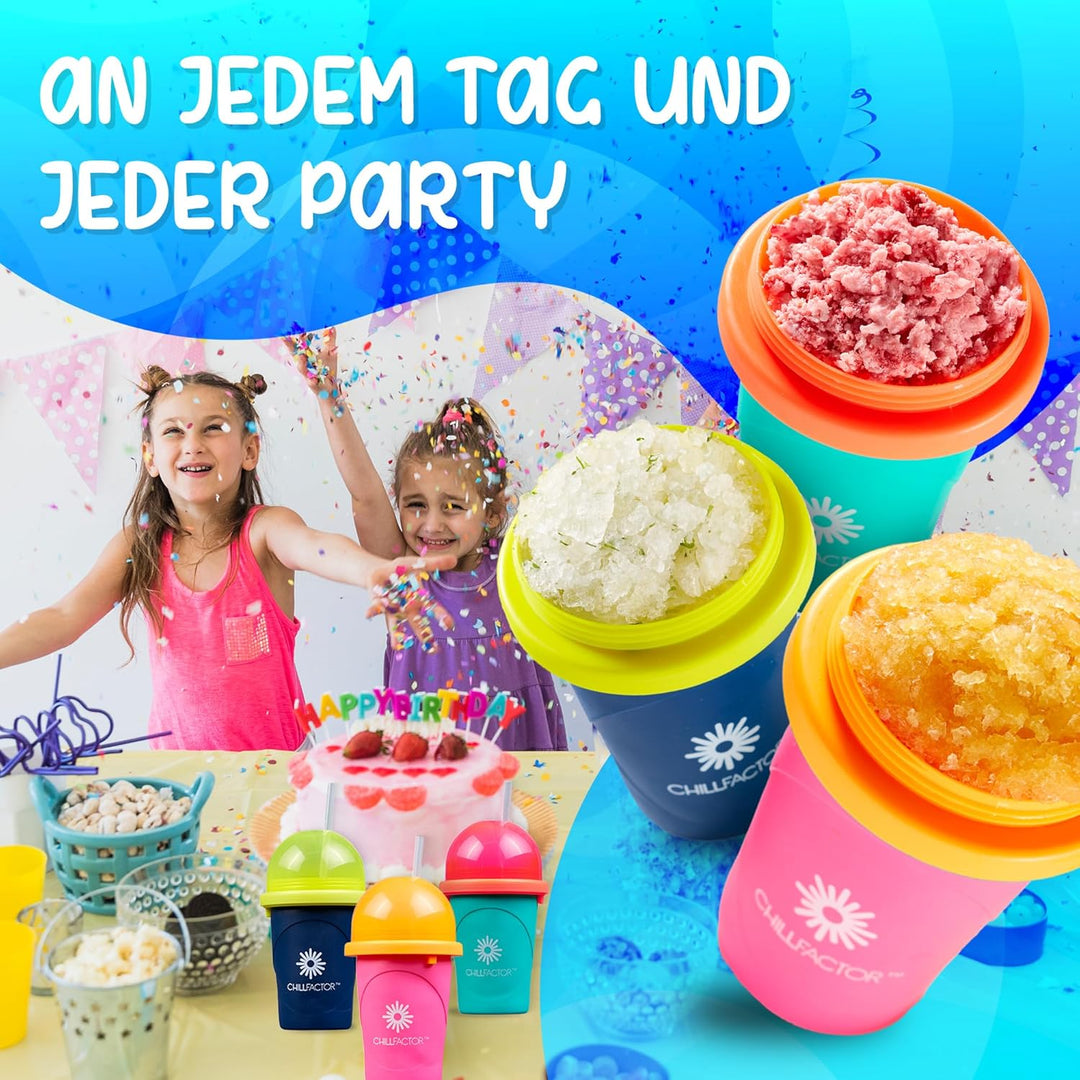 Slushy Maker Magic Freez | Slush Ice Becher mit Strohhalmlöffel | Eisbecher Alternative für Eis selb