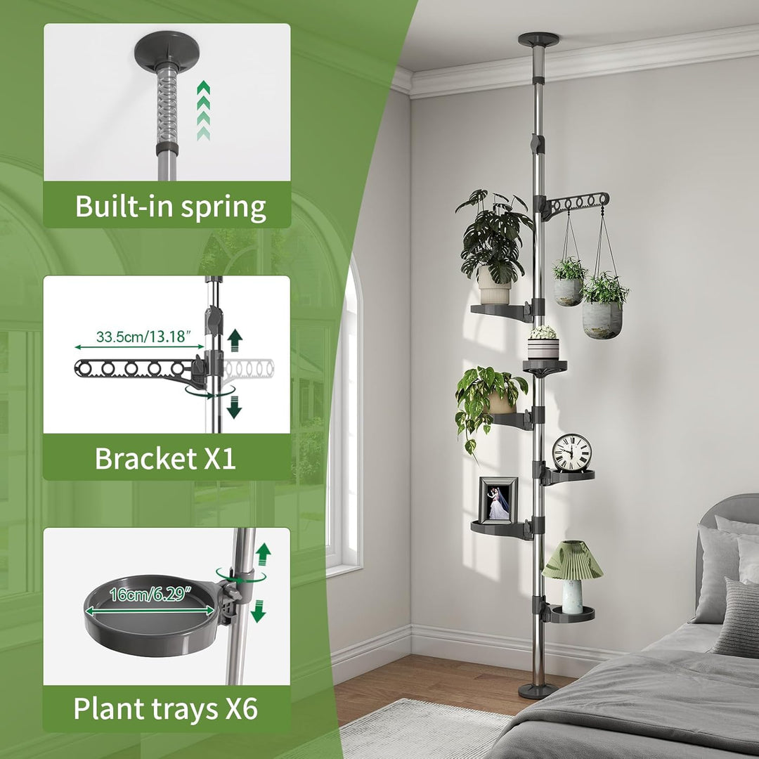 BAOYOUNI 7-Ebenen Teleskop Blumenregal Blumentreppe Pflanzenständer Indoor-Anlage Steht Federspannun