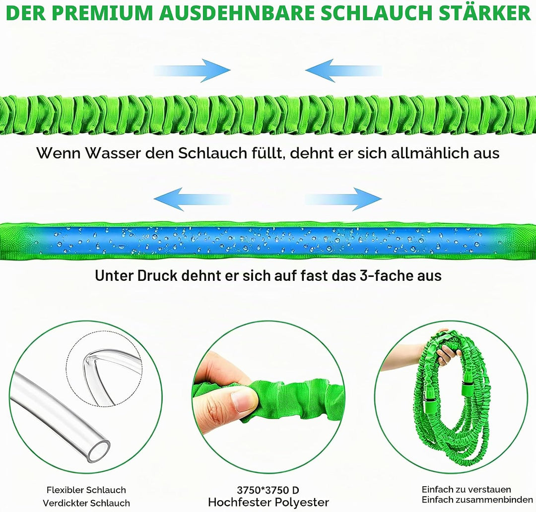 CLMCL 30m/100ft erweiterbare Gartenschlauchrohre, erweiterbarer Gartenschlauch, flexible Stretch-Was