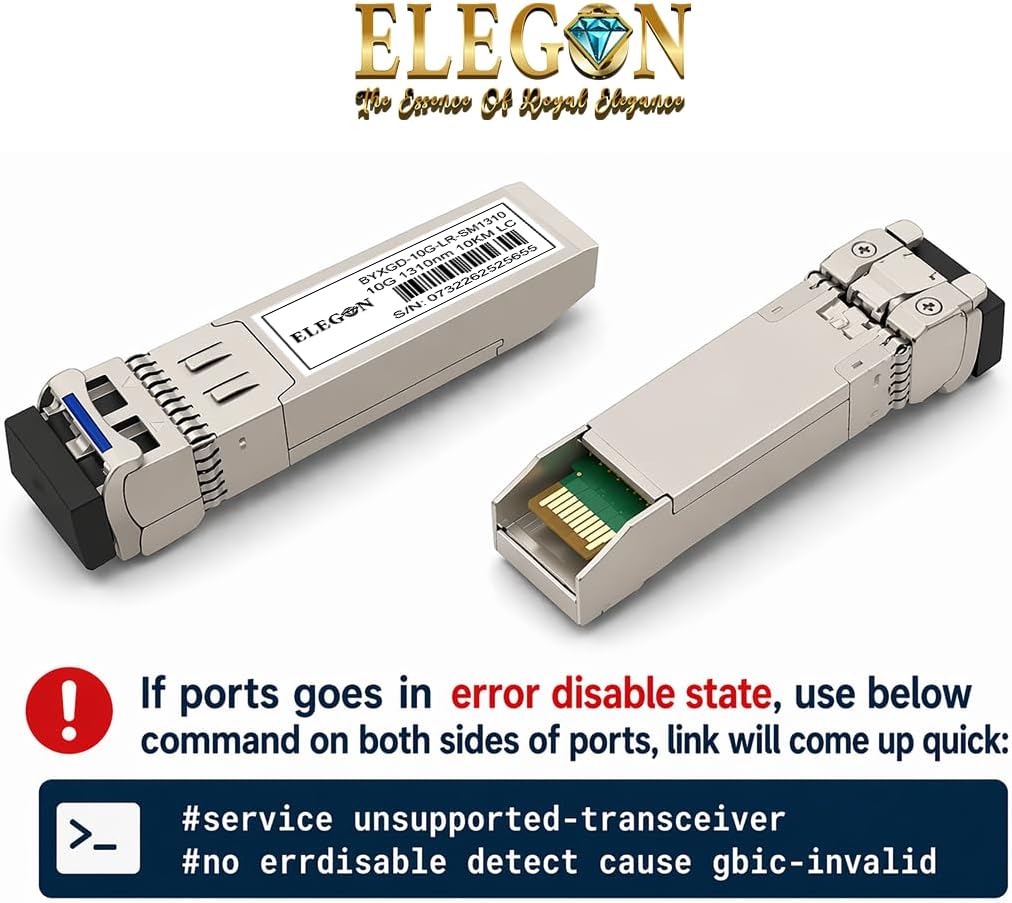 10GBASE-LR SFP+ Transceiver, 10G SMF Duplex LC, bis 10km (6.2mi), kompatibel Cisco SFP-10G-LR, Ubiqu