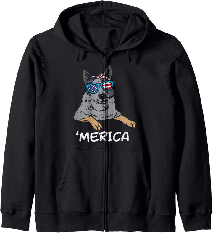 Merica Heeler Cattle Dog American USA 4th Of July Fourth Dog Kapuzenjacke