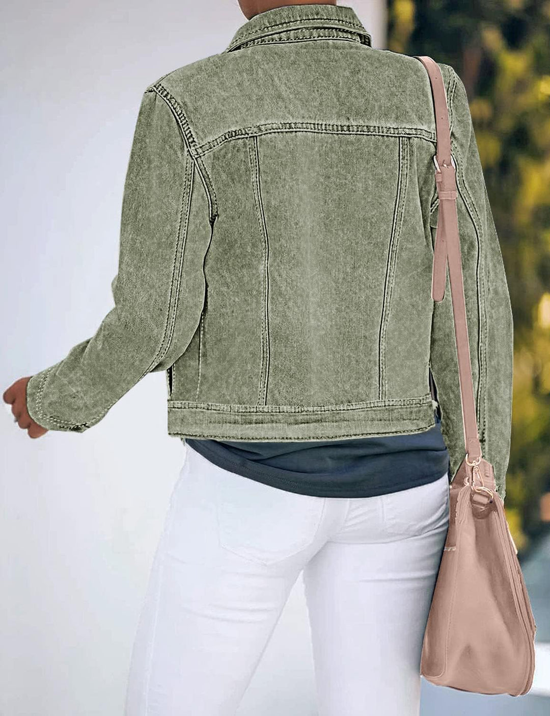 Jeansjacken Damen Jean Stretchy Langarm Trucker Jacke mit Tasche, S Calliste Gr&amp;