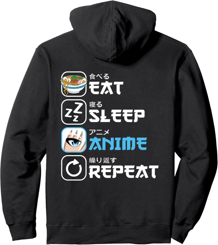Eat Sleep Anime Repeat Ramen Manga Otaku Lustiges Anime Pullover Hoodie