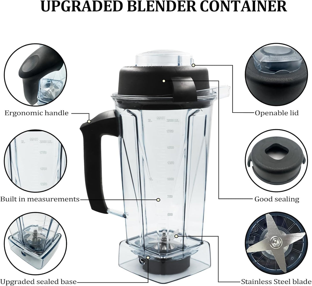 Aufgerüstet für Vitamix Mixer-Krug mit 1,8 l Fassungsvermögen, Ersatz für Vitamix 5200, 5000, 5300,