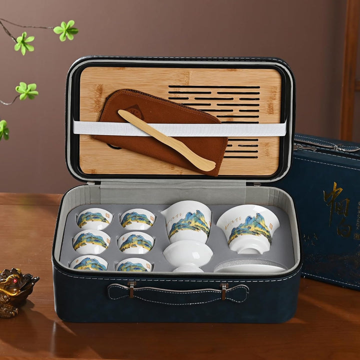 Chinesisches Teeset Traditionelles Chinesisches Kung-Fu-Teeset für Erwachsene, Gaiwan Teeset mit 6 T