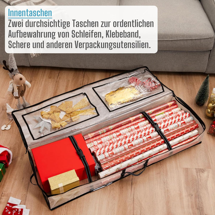 VENO Transparente Geschenkpapier-Organizer-Aufbewahrungsbox für Geburtstag, Weihnachtsgeschenktüten