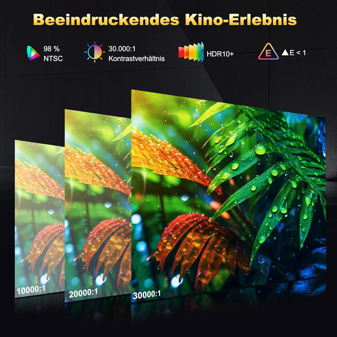 Beamer-4K[1500ANSI&Autofokus/Trapezkorrektur] Tageslicht Projector mit WiFi 6 Bluetooth,DESS Full-HD