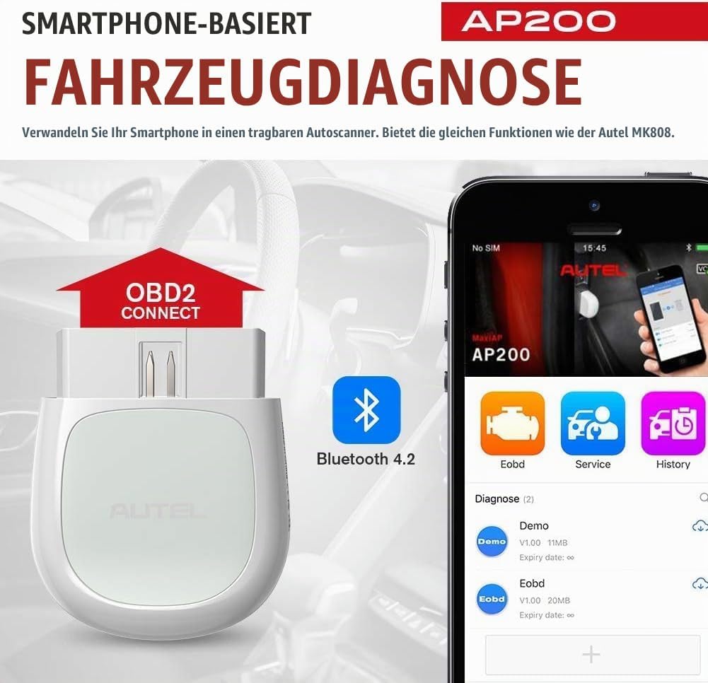Autel Bluetooth obd2 AP200,Fehlercode von alle System auslesen,Reset für Öl SAS EPB DPF BMS usw, OBD