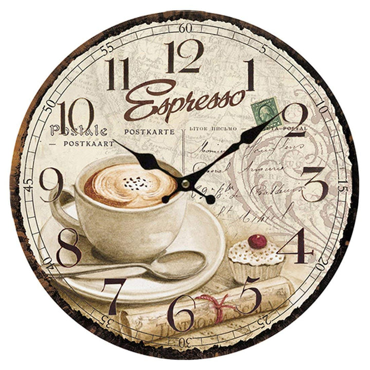 YOAI Wanduhr küchenuhr Vintage Shabby CHIC Antik Nostalgie Rustikale Quarzuhr aus MDF mit lautlosem