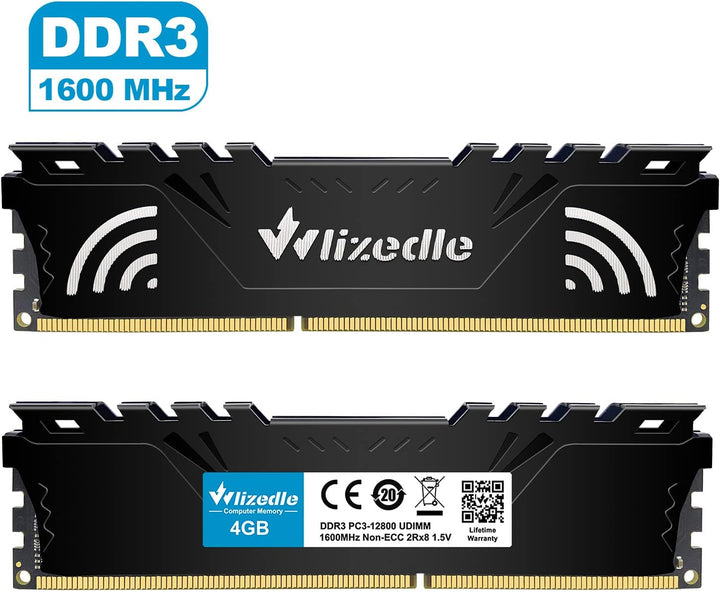 DDR3 Desktop Memory RAM 4GB 1600MHz CL11 UDIMM, PC Arbeitsspeicher PC3-12800 240-Pin 1,5V Non-ECC 2R