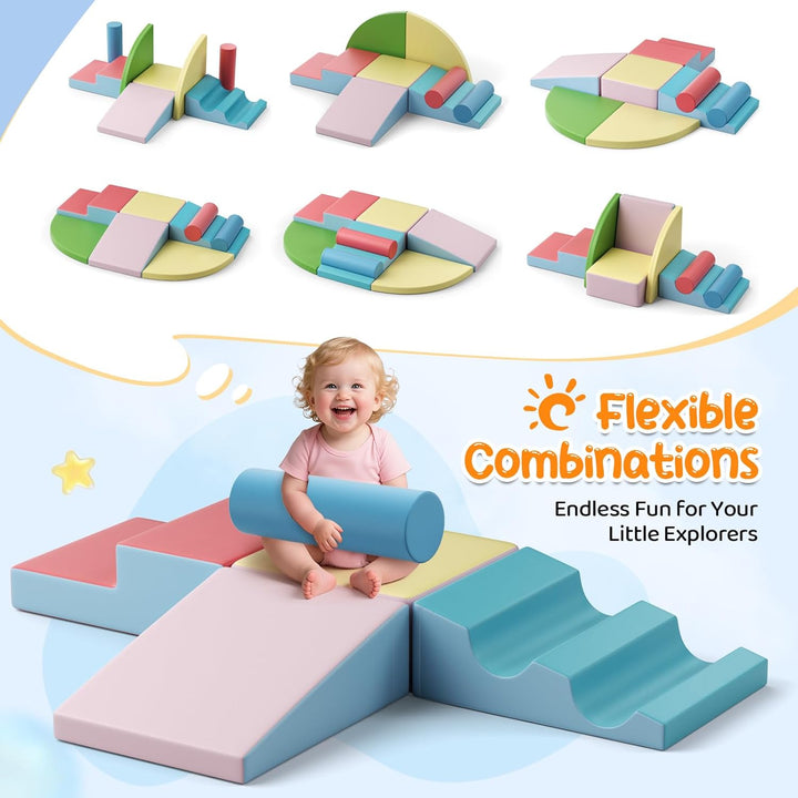 8PCS Indoor Klettergerüste für Kinder,Schaumstoff bausteine Kinder,Softbausteine,EN71-zertifiziert,M