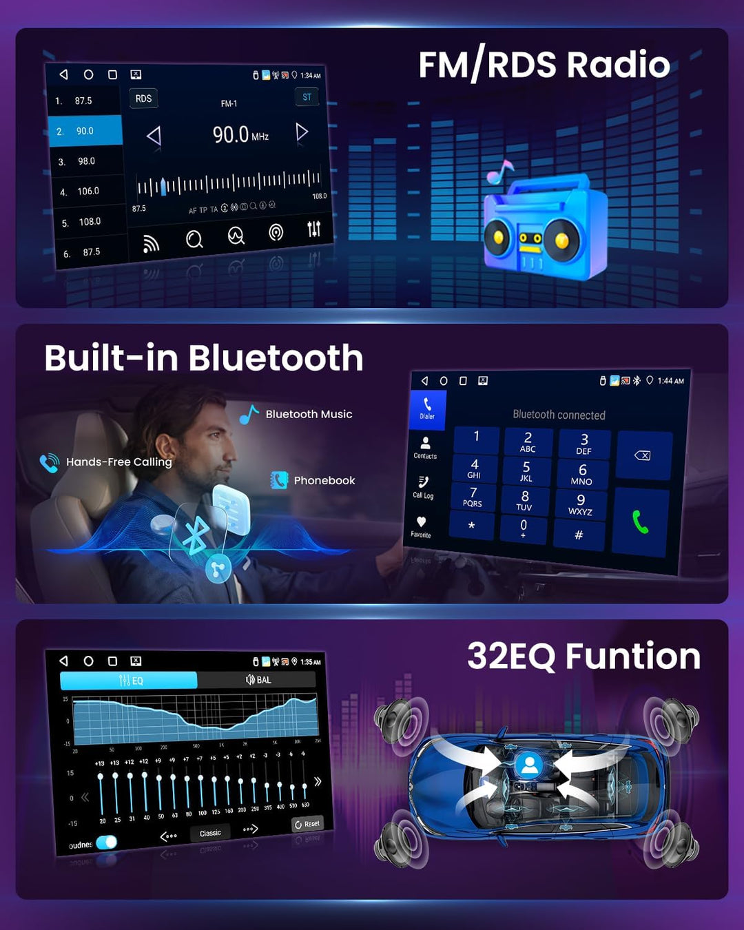 Inefala 4+64G Android 15 Autoradio für Honda Civic VIII 2006-2011 mit Wireless CarPlay Android Auto,