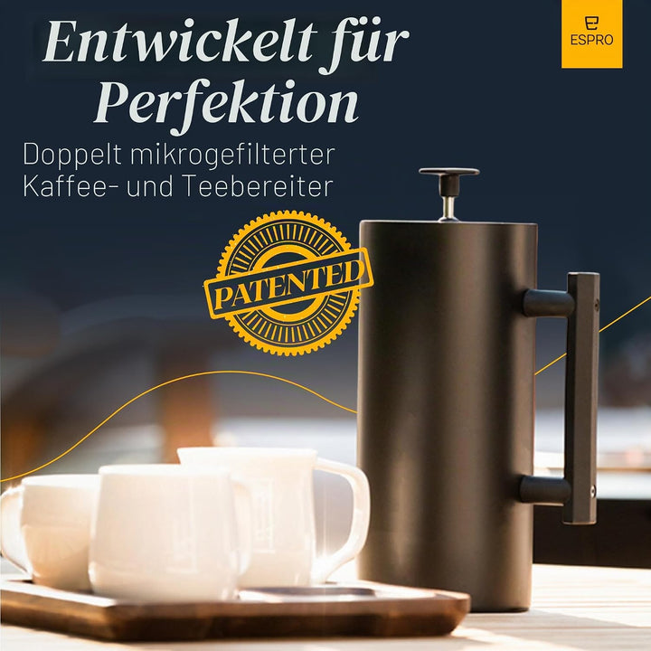 ESPRO – P6 French Press – doppelwandiger, isolierter Kaffee- und Teebereiter aus Edelstahl, 32 Unzen
