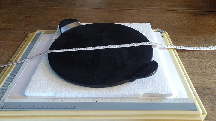 Ynni Kamado TQAPPBL Pizzastein mit Griffen, hitzeabweisend, 30 cm, Schwarz