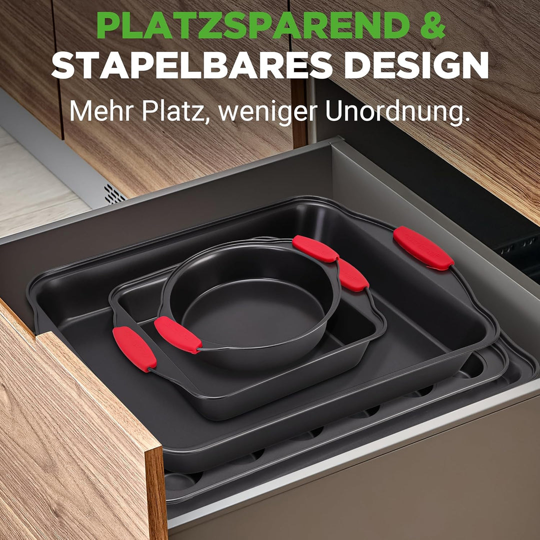 Nutrichef NCSBS10S hitzeroten Silikongriffen, ofenfest, Eisen, schwarz 10 Piece Set Schwarz, 10 Piec