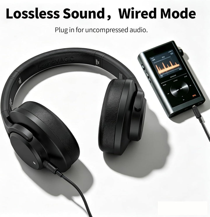 SoundMAGIC P58BT ANC Over Ear Hybrid Active Noise Cancelling Bluetooth Kopfhörer mit CVC Rauschunter