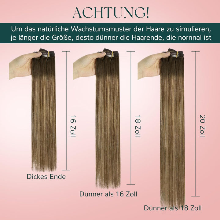 Easyouth Clip in Extensions Echthaar Braun Clip in Haarverlangerung Remy Echthaar Clip in Extensions