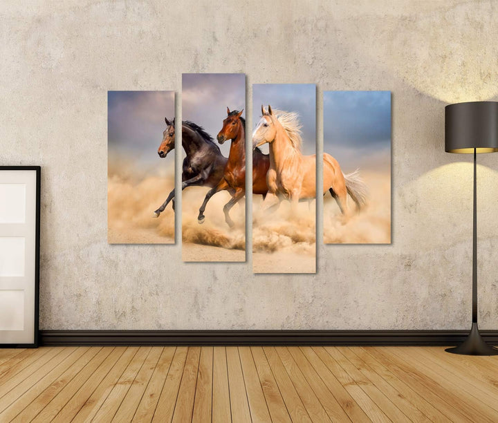 islandburner Bild auf Leinwand Pferdeherde Drei Pferde Gallopp Kinderzimmer Reiten Bilder Wandbilder