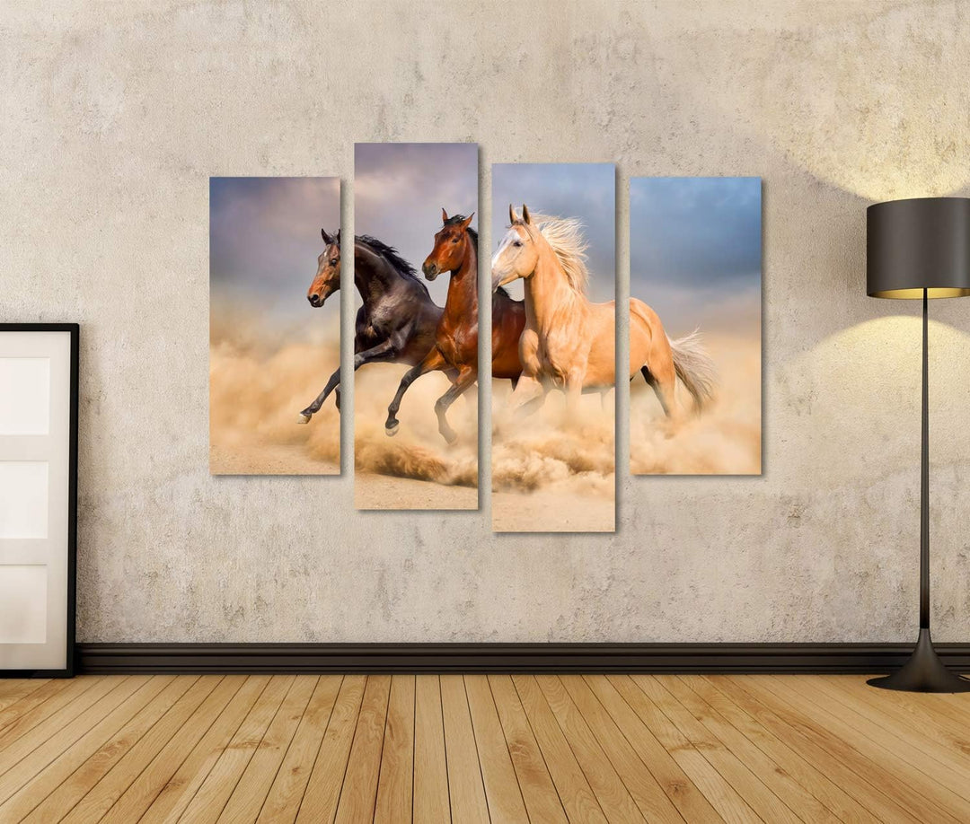 islandburner Bild auf Leinwand Pferdeherde Drei Pferde Gallopp Kinderzimmer Reiten Bilder Wandbilder