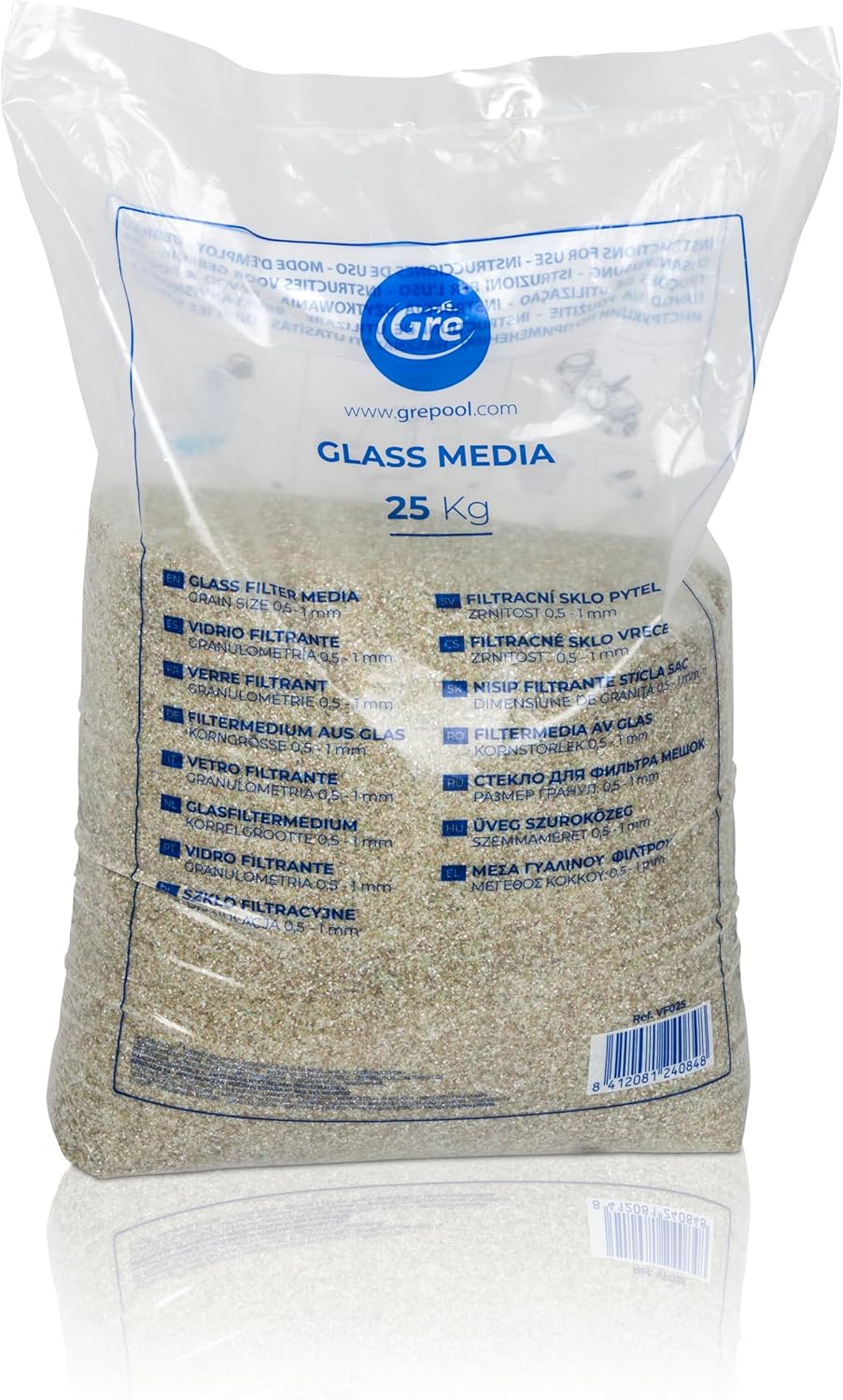 Gre VF025 - Glas Filtrante für einen Pool, Saco 25kg