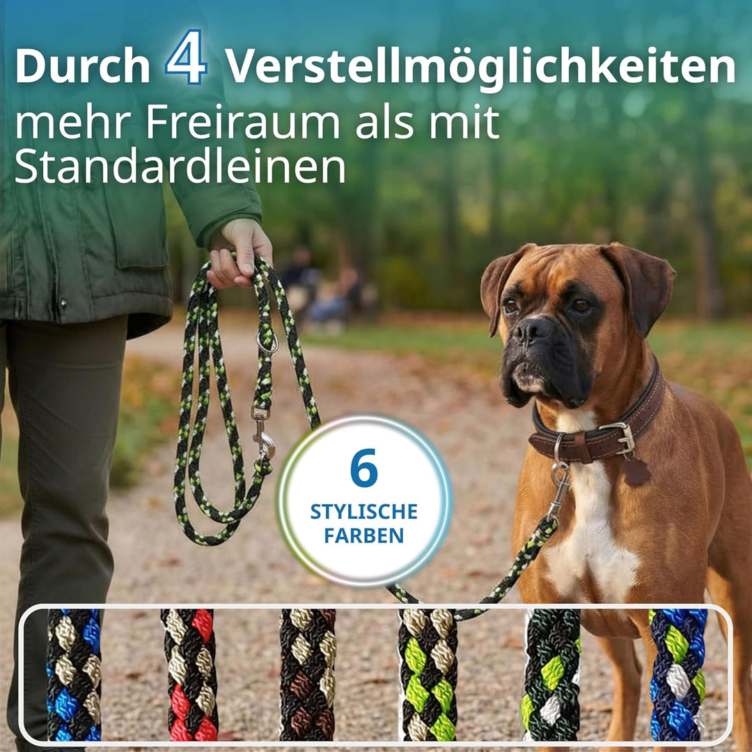 Activity4Dogs Geflochtene Hundeleine für grosse Hunde bis 60 kg | 4-Fach verstellbare Führleine | 2,