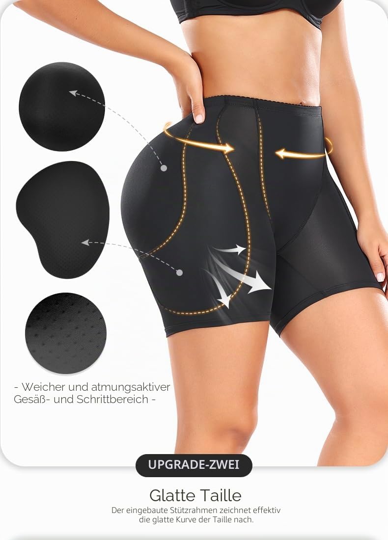 Damen Miederpants Gepolstert Po Push Up Butt Lifter Miederhose Kontrolle Shapewear Figurformender M