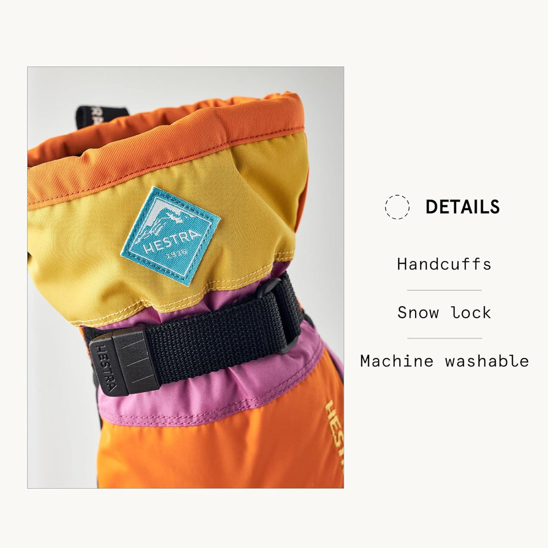 Hestra Wasserdichter Skihandschuh für Kinder, C-Zone für kaltes Wetter Orange / mehrfarbig 7, Orange