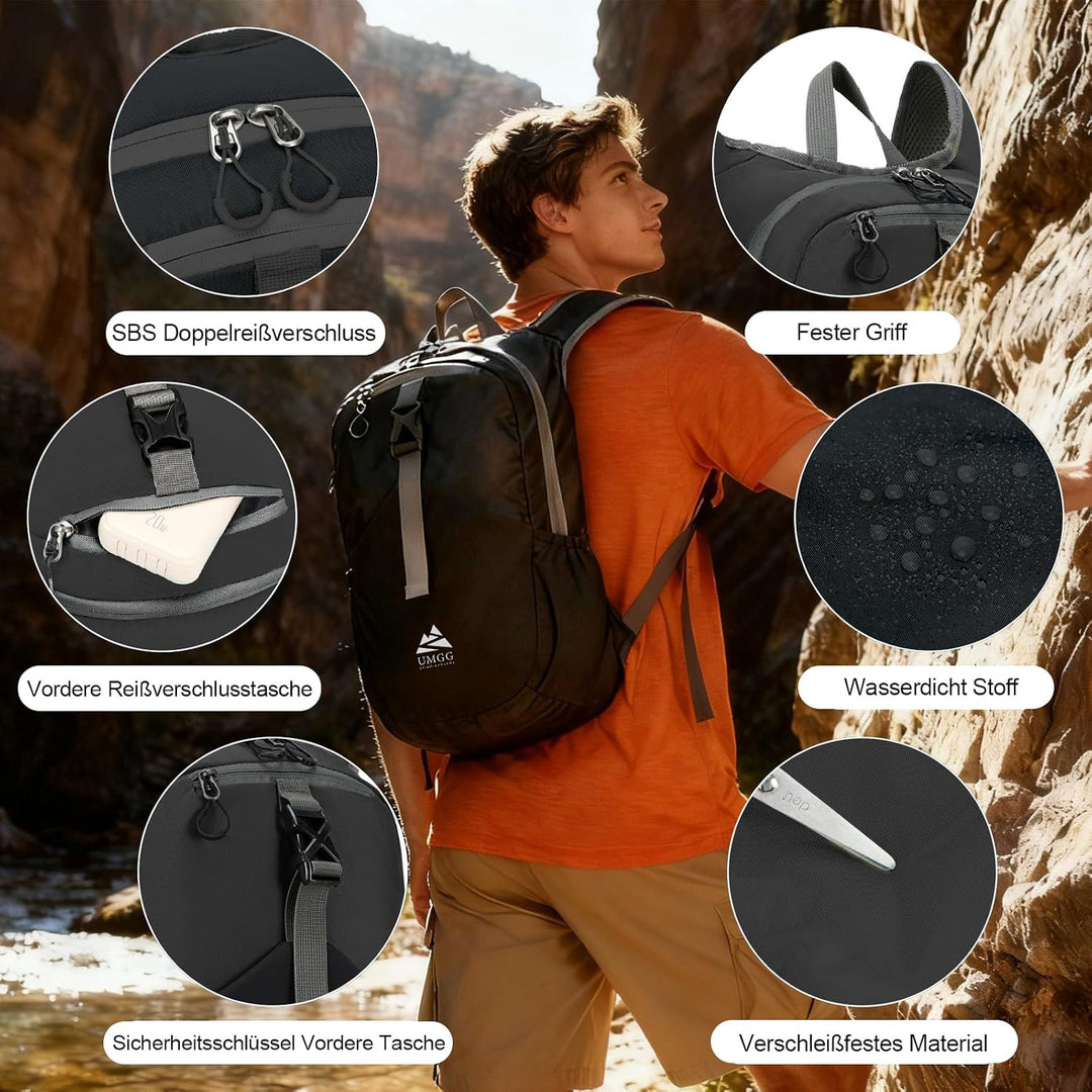 UtiaMiaoGonGo 15L Wanderrucksack Kleiner Damen Herren Leichter Faltbarer Daypack Tagesrucksack Trekk