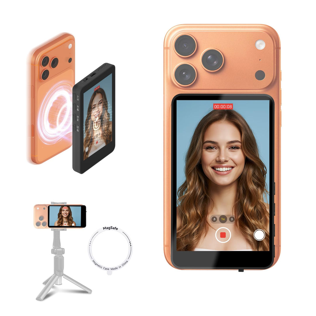SYNCO XView Handy Selfie Monitor für iPhone 7-17 &amp; Android (Schwarz) | 50m Kabellos, 3H Akku, 1080p