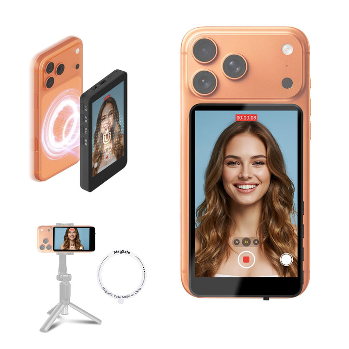 SYNCO XView Handy Selfie Monitor für iPhone 7-17 &amp; Android (Schwarz) | 50m Kabellos, 3H Akku, 1080p