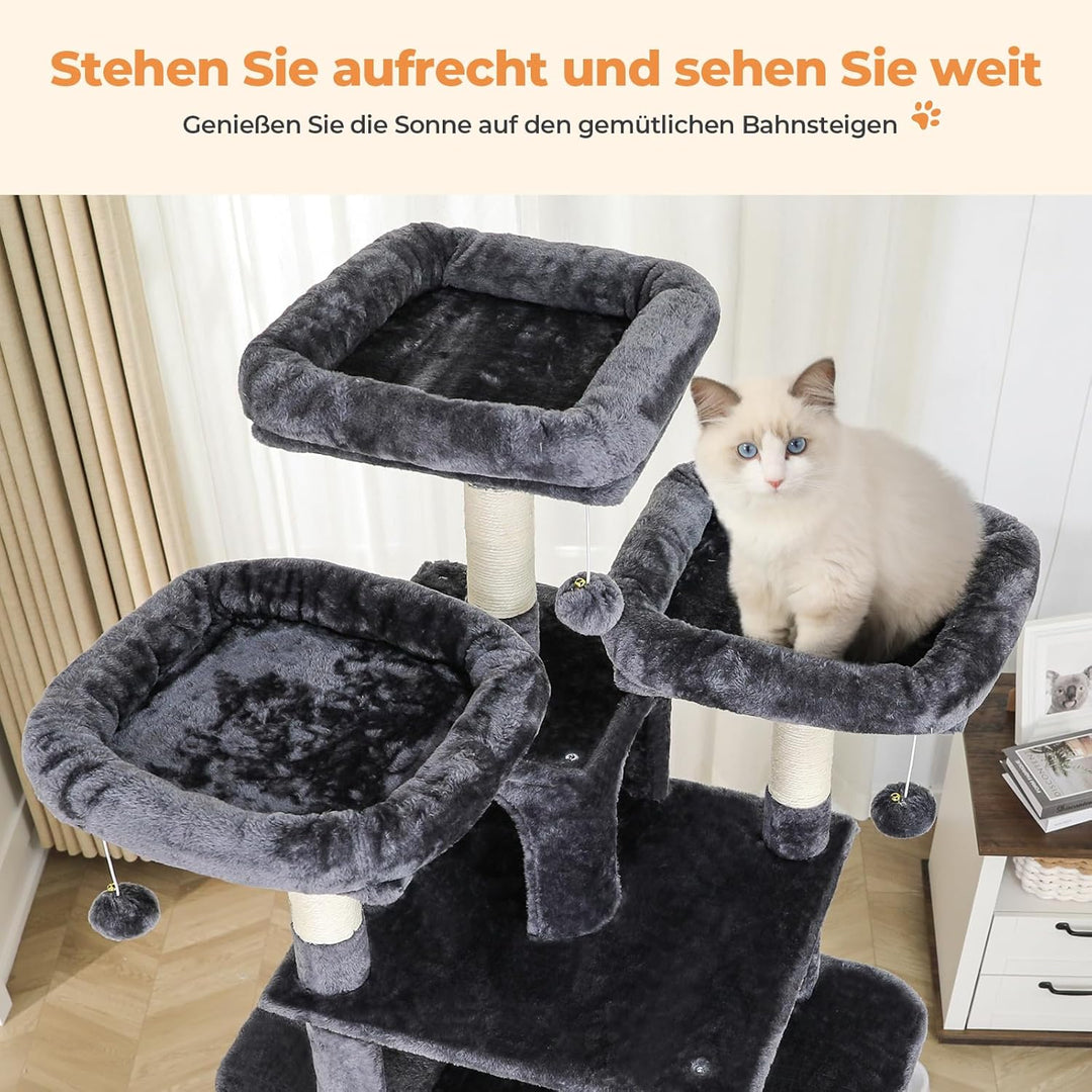 MSmask Kratzbaum gross, 194 cm hoch Katzenbaum XXL mit 3 Grossen Plattformen, 2 Höhlen, Sisalstämme,