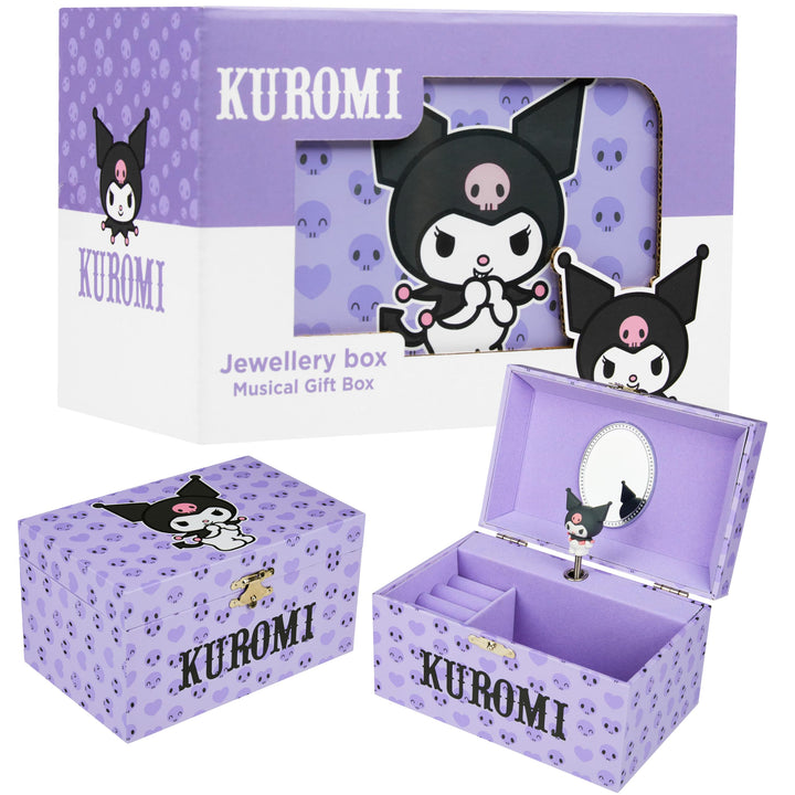 Hello Kitty Sanrio Kuromi Schmuckkästchen Mädchen mit Spieluhr, Spiegel, Schmuckschatulle Kinder für