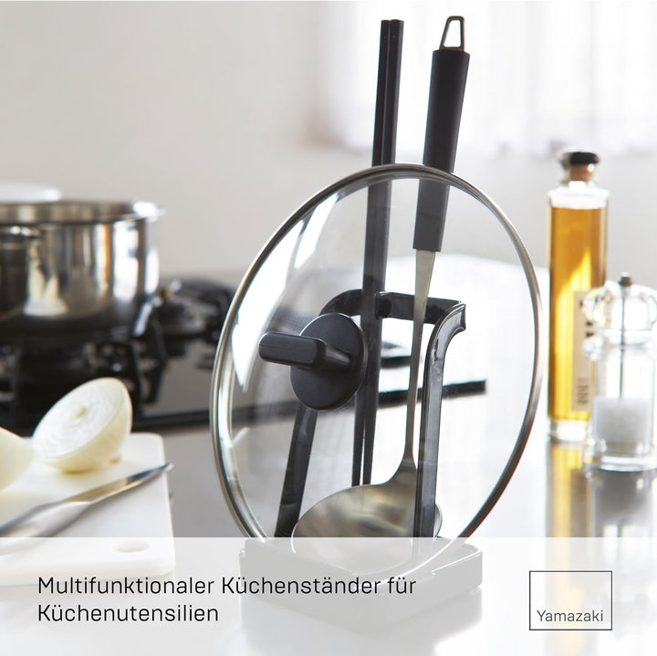 YAMAZAKI Home 2249 Tower Ständer für Schöpflöffel, Topfdeckel, Küchenutensilien, Schwarz 2248-P Schw
