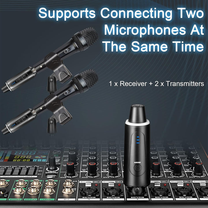 Depusheng S5 kabelloser Gitarren sender Empfänger mit 2 kabellosen XLR Sendern und 1 Empfänger, Mit
