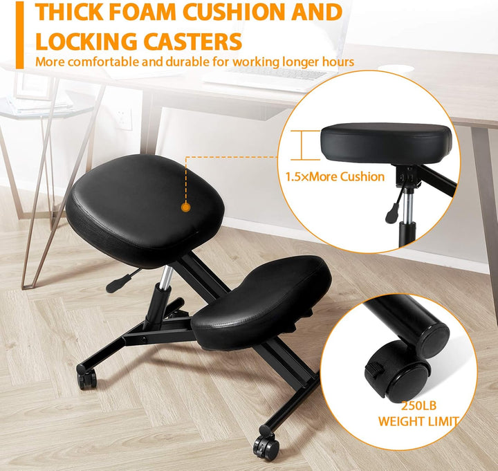Himimi Kniestuhl Ergonomisch mit dickem Memory Foam Kissen, höhenverstellbarer Kniehocker Einstellba