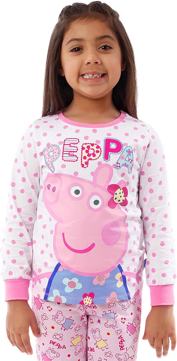 Peppa Wutz Schlafanzug Mädchen | Peppa Pig Schlafanzüge für Mädchen | Blumenmuster Pyjama 110 Mehrfa