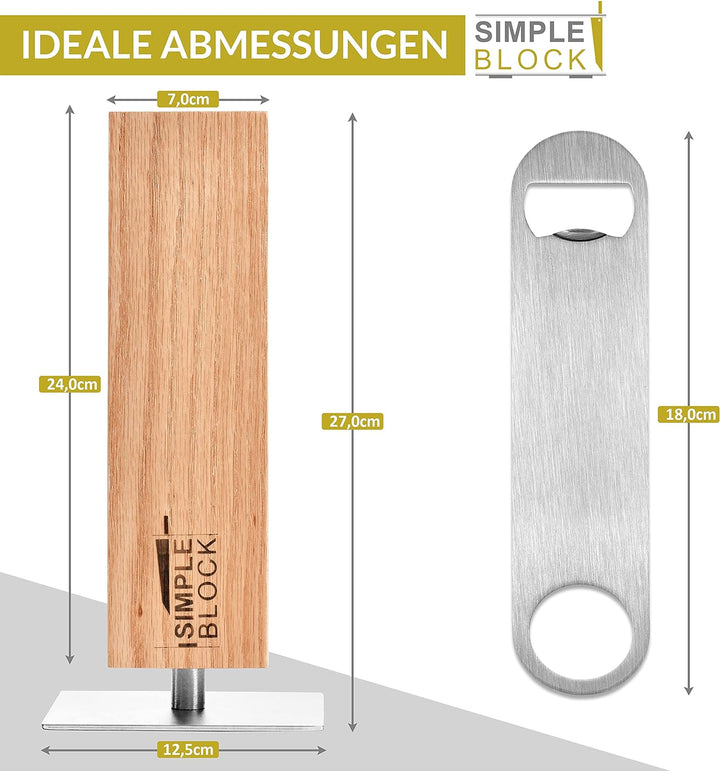 MELOX - Magnetischer Messerblock "Simpleblock" für 4-6 Messer inkl. Flaschenöffner - Messerblöcke ma