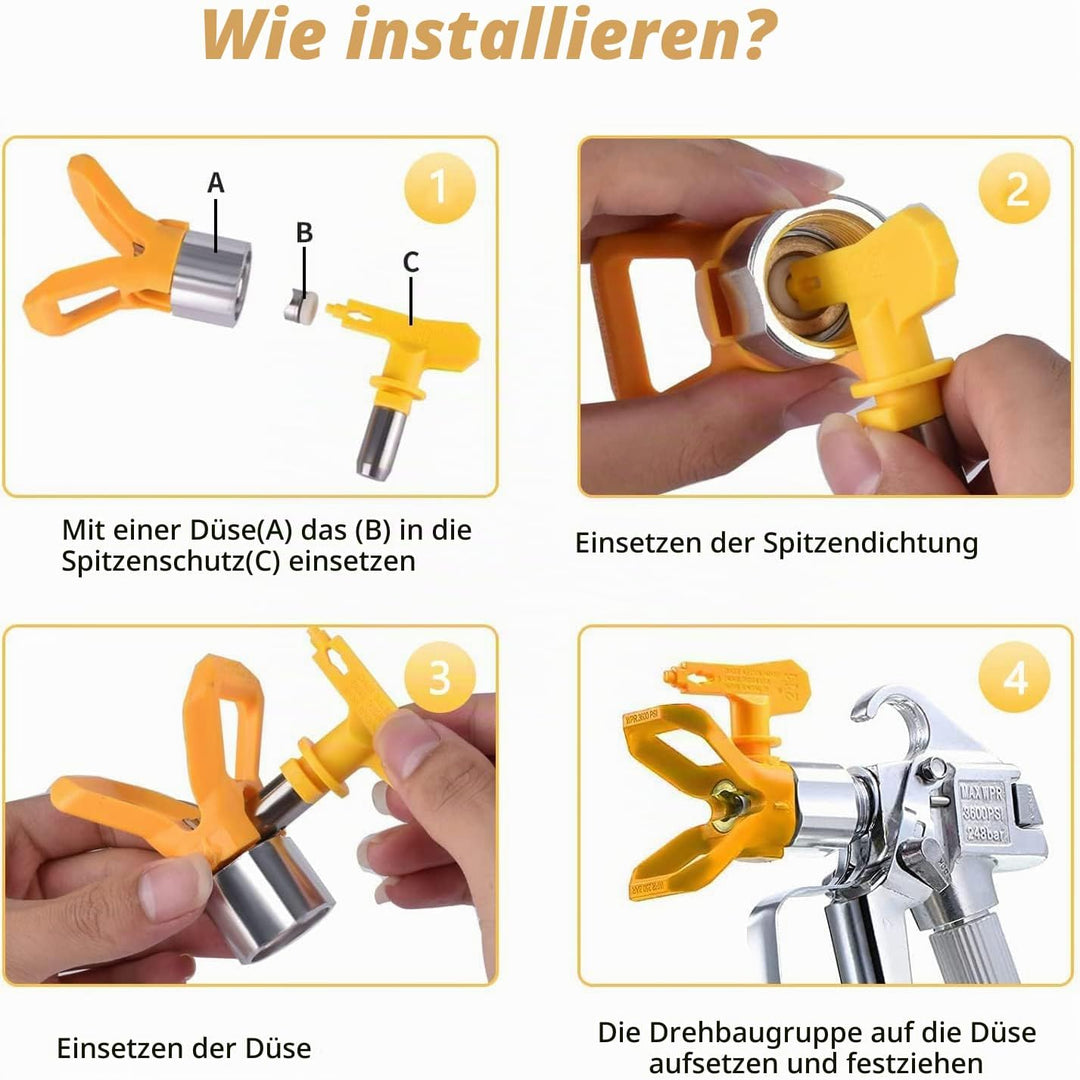 12 Stück Airless Farbsprühdüsenspitzen, Airless düse mit 2 Düsenspitzenschutz, für airless farbsprüh
