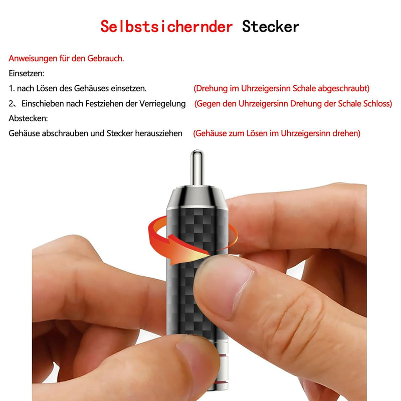 Brollitest High End RCA Phono Kabel, Hochreines Kohlefaser Phono Kabel mit Erdungsdraht, 2M Geheimti