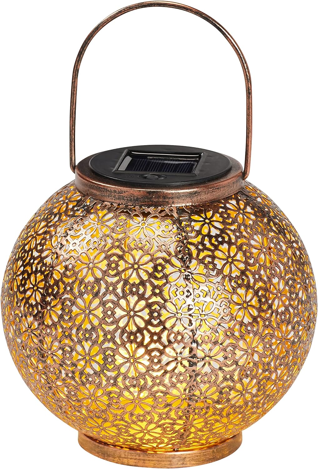 Lights4fun LED Solar Laterne Blumen Muster Marokkanische Laterne Aussenbereich 19cm
