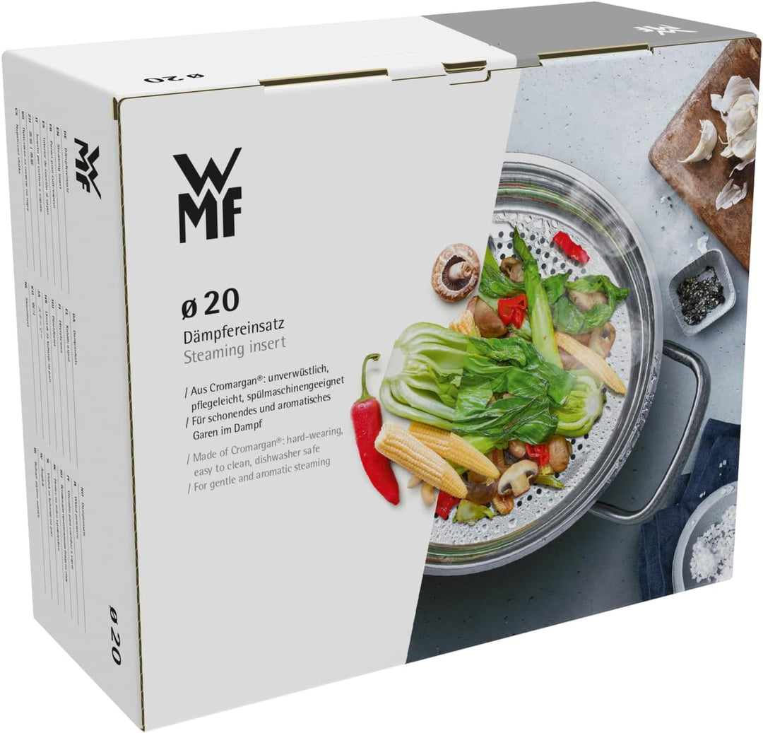 WMF Gemüse-/ Kartoffeldämpfer 20 cm, Dampfgarer Einsatz für Topf, Siebeinsatz für Töpfe, Cromargan E